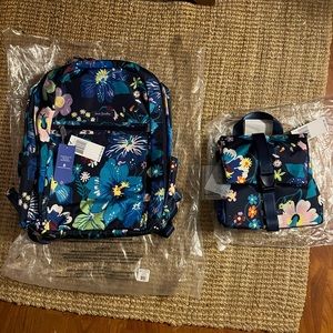 Vera Bradley Lighten Up Grand Backpack and lunch bag firefly garden NWT